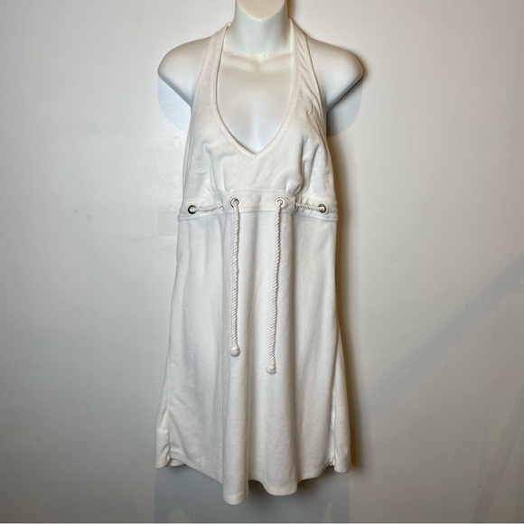 Nautica White Halter Swim Coverup Terrycloth Drawstring Large - Picture 1 of 5